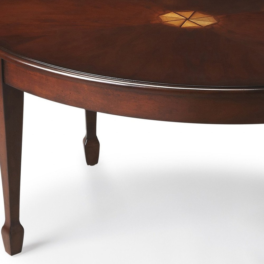 38" Brown and Dark Brown Wood Oval Coffee Table