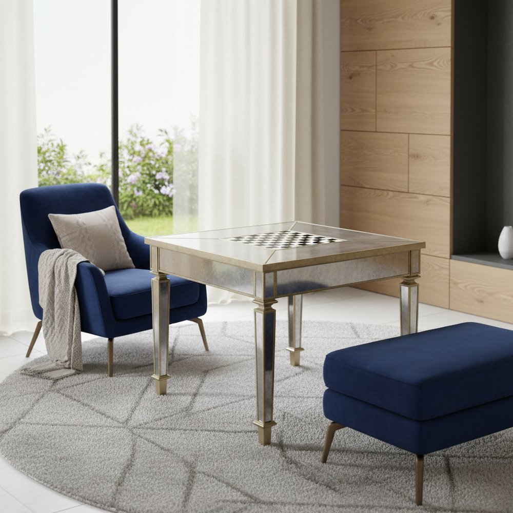 36" Brown and Silver Wood Coffee Table