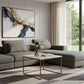 24" White and Copper Genuine Marble and Metal Square Coffee Table