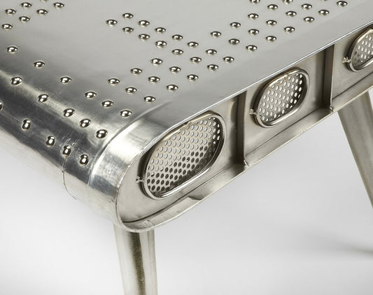 60" Silver Aluminum and Metal Coffee Table