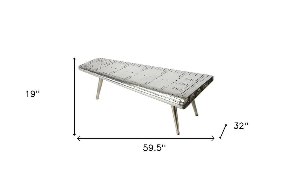 60" Silver Aluminum and Metal Coffee Table