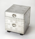 23" Silver Aluminum Wood Two Drawer Filing Cabinet