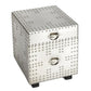 23" Silver Aluminum Wood Two Drawer Filing Cabinet