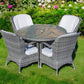 Five Piece Gray Round Glass Dining Set