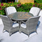 Five Piece Gray Round Glass Dining Set
