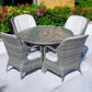 Five Piece Gray Round Glass Dining Set