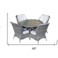 Five Piece Gray Round Glass Dining Set