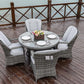 Five Piece Gray Round Glass Dining Set