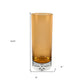 11" Amber And Clear Cylinder Lead Free Crystal Table Vase