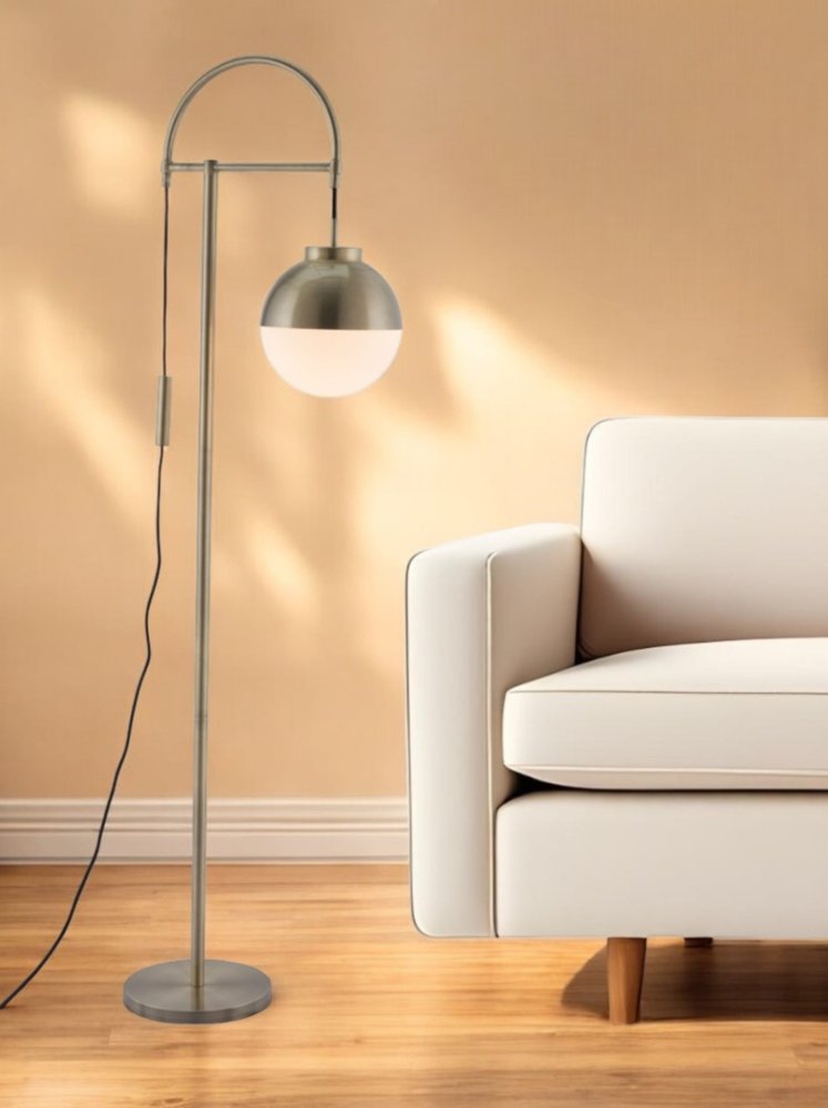 69" Bronze Steel Floor Lamp With Bronze Steel Globe Shade