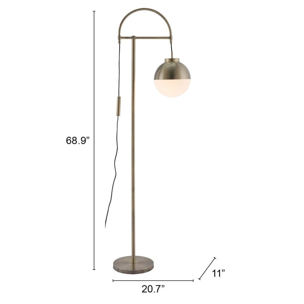 69" Bronze Steel Floor Lamp With Bronze Steel Globe Shade