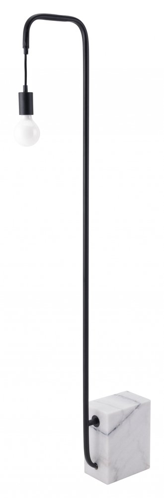 59" Black And White Marble And Steel LED Floor Lamp