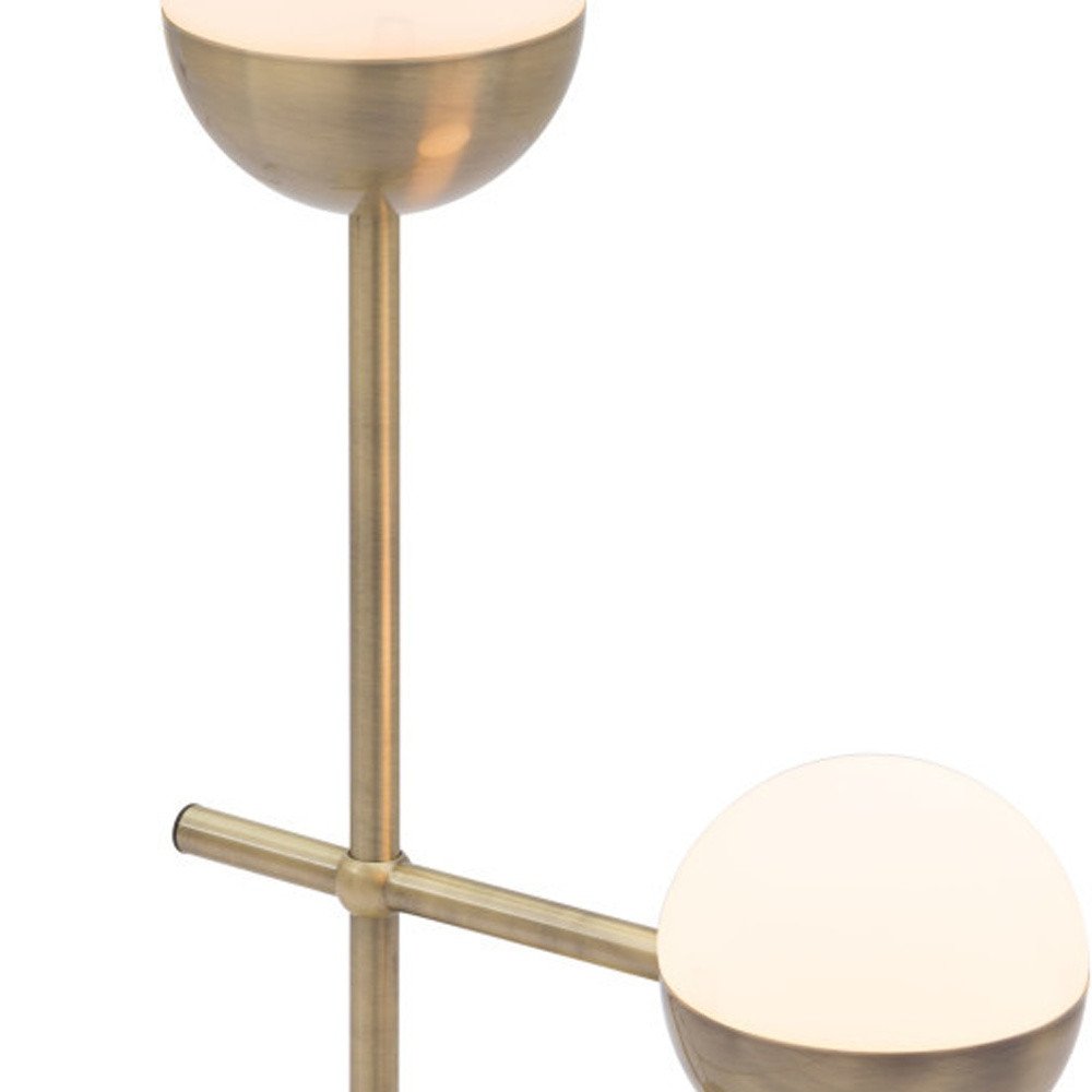 69" Brass Metal Bedside Table Lamp With Off White Globe Shade