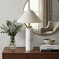 55" White Metal Bedside Table Lamp With Beige Empire Shade