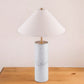 55" White Metal Bedside Table Lamp With Beige Empire Shade