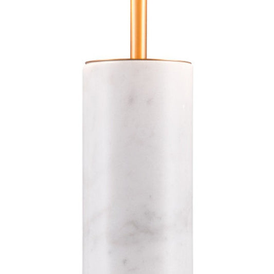 55" White Metal Bedside Table Lamp With Beige Empire Shade