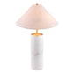 55" White Metal Bedside Table Lamp With Beige Empire Shade