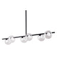 Black Kitchen Island Six Light Metal Ceiling Light