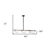 Black Kitchen Island Six Light Metal Ceiling Light