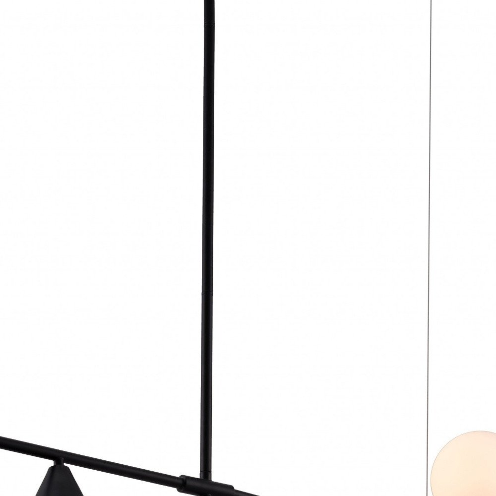 Black Kitchen Island Three Light Metal Chandelier With Black and White Shades