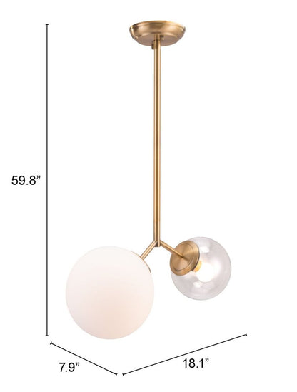 Gold Shaded Two Light Metal Dimmable Ceiling Light With White Shades