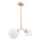 Gold Shaded Two Light Metal Dimmable Ceiling Light With White Shades