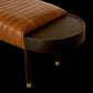 Warm Brown Leather And Solid Wood Bench