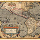 Vintage 1598 Map Of The Americas Unframed Print Wall Art