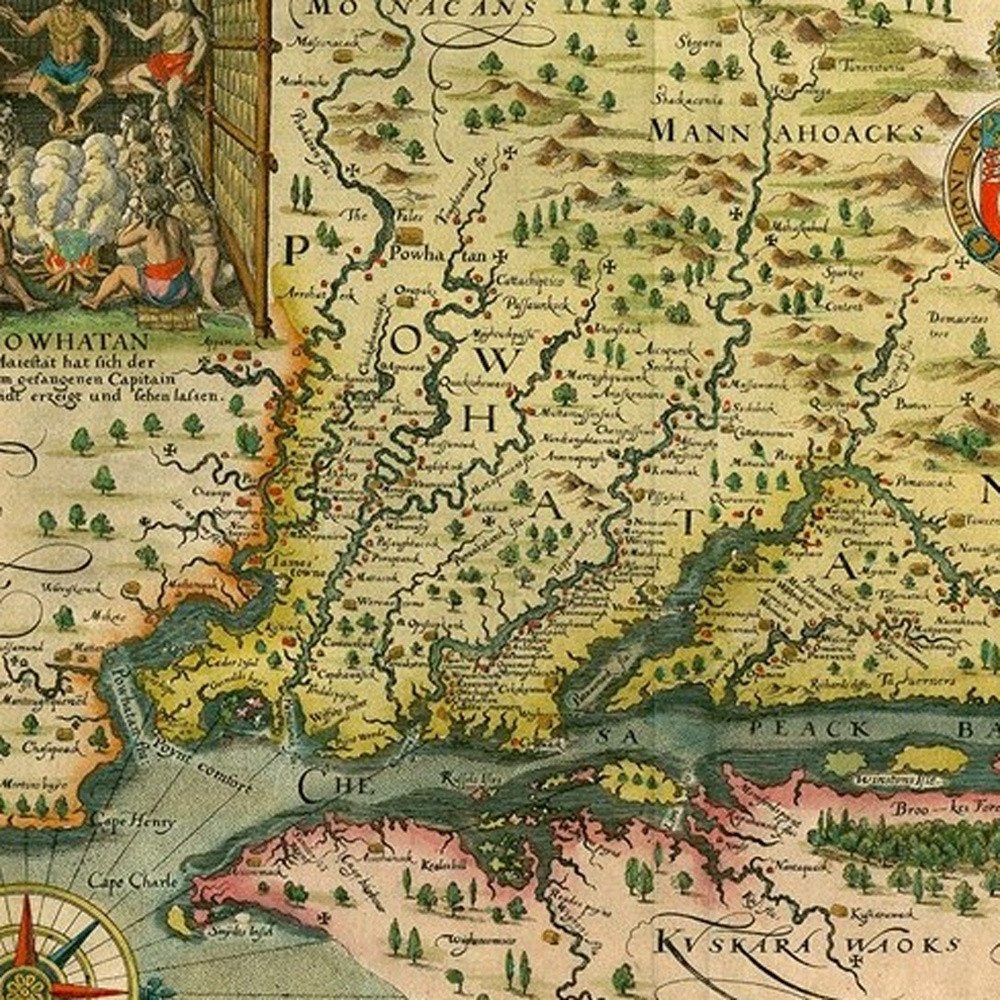 24" X 32" Map Of Virginia C1627 Vintage  Poster Wall Art