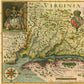 24" X 32" Map Of Virginia C1627 Vintage  Poster Wall Art