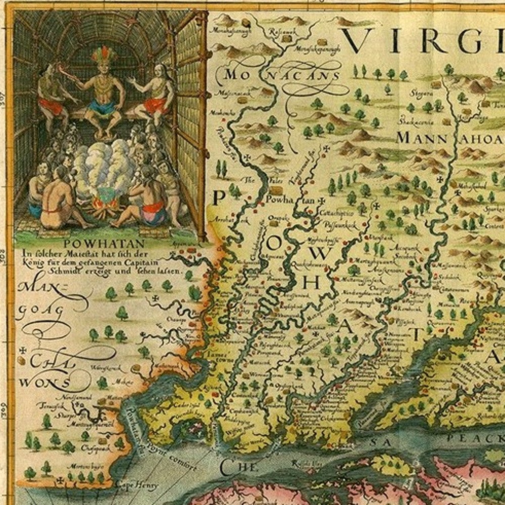 24" X 32" Map Of Virginia C1627 Vintage  Poster Wall Art