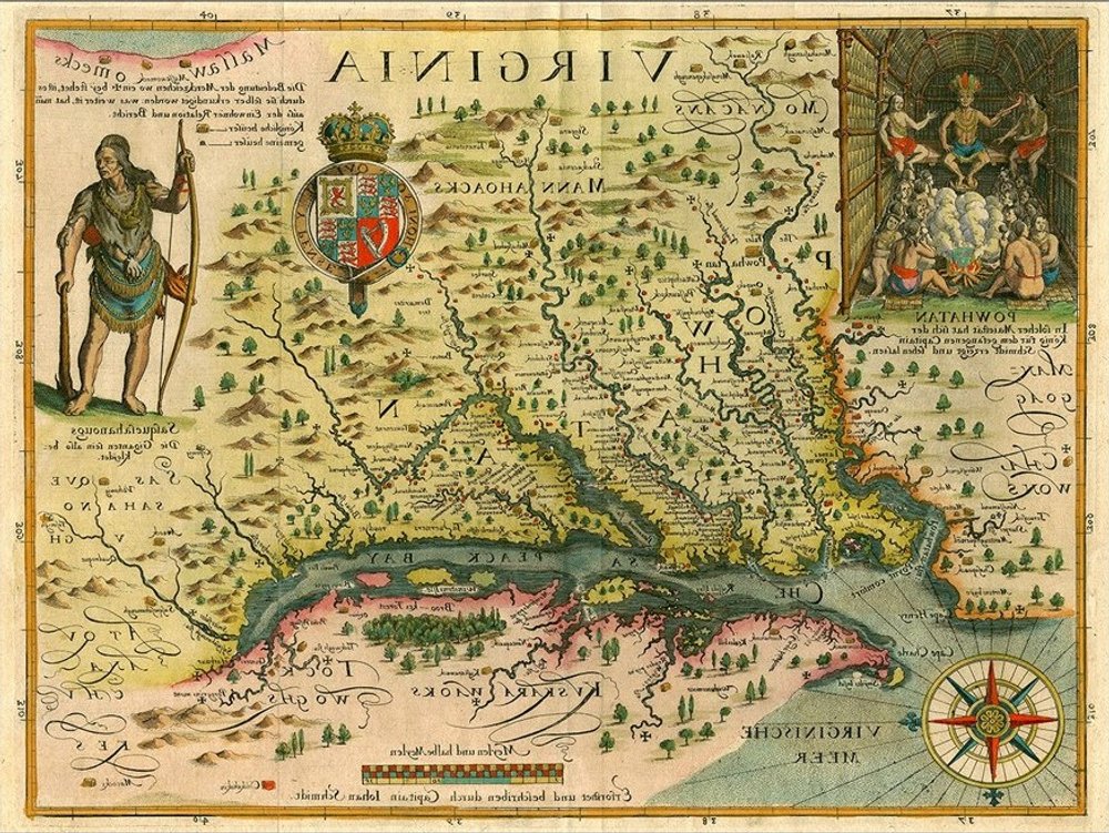 24" X 32" Map Of Virginia C1627 Vintage  Poster Wall Art
