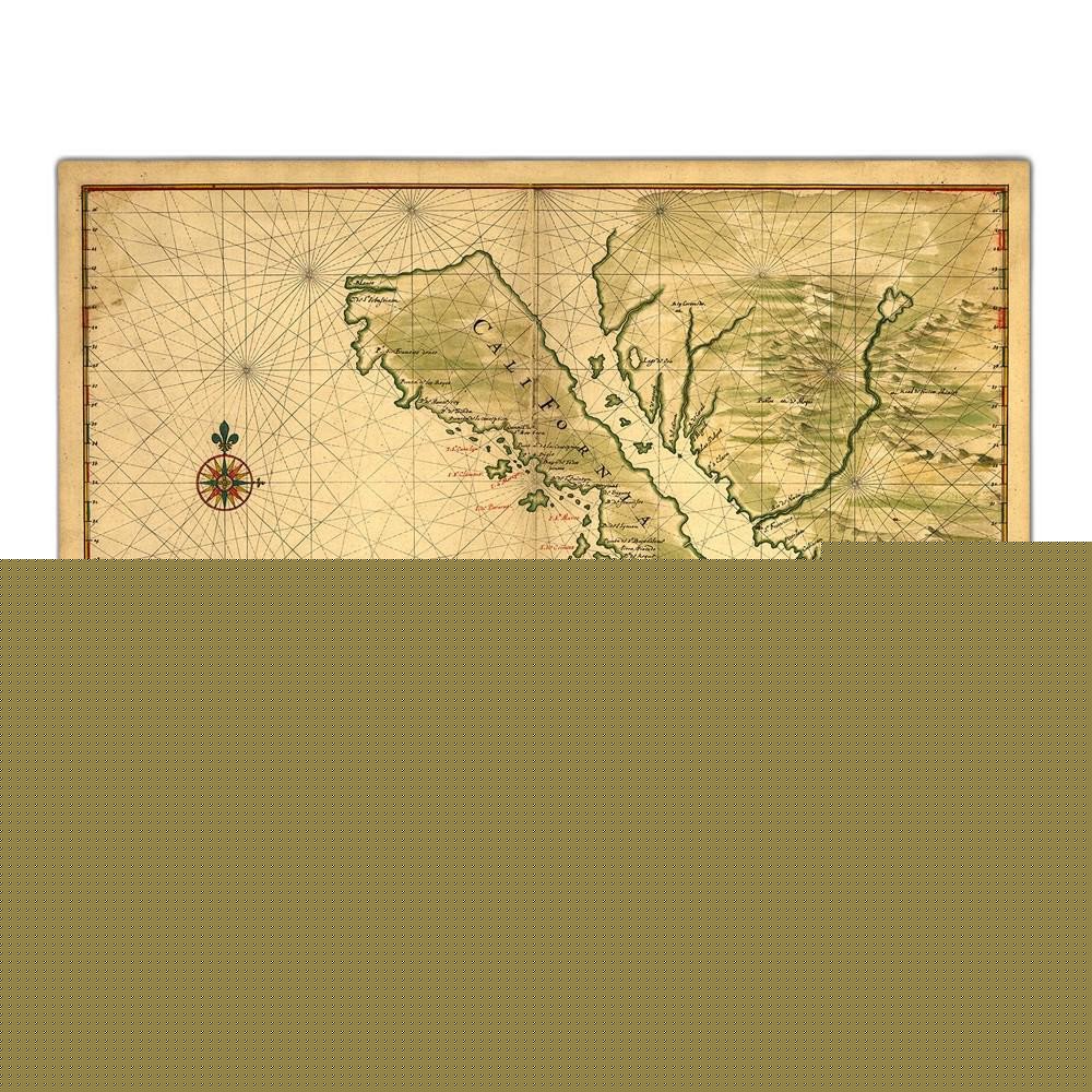 24" X 36" California As An Island C1650 Vintage Map Wall Art