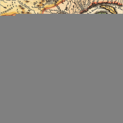 Vintage 1718 Map Of New France Unframed Print Wall Art