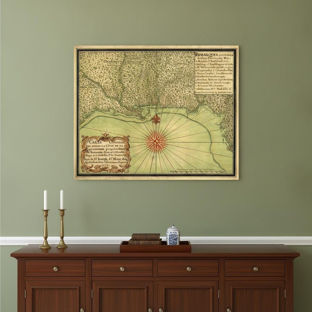 24" X 30" C1747 Map Of The Gulf Coast Vintage  Poster Wall Art