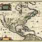 Vintage 1652 Map Of Early North America Unframed Print Wall Art