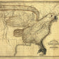 24" X 30" Eagle Map Of America C1833 Vintage  Poster Wall Art