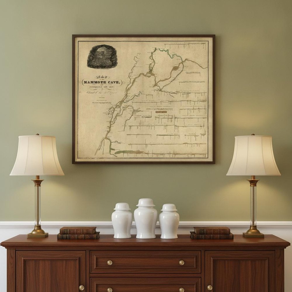 20" X 24" Map Of Kentucky Mammoth Cave Vintage Poster Wall Art