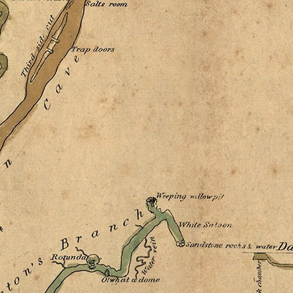 24" X 28" Map Of Kentucky Mammoth Cave Vintage  Poster Wall Art