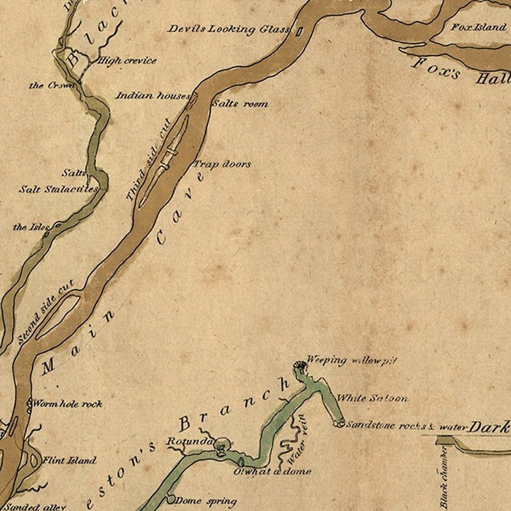 24" X 28" Map Of Kentucky Mammoth Cave Vintage  Poster Wall Art