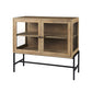 36" Natural Solid Wood Sideboard with Two Glass Doors