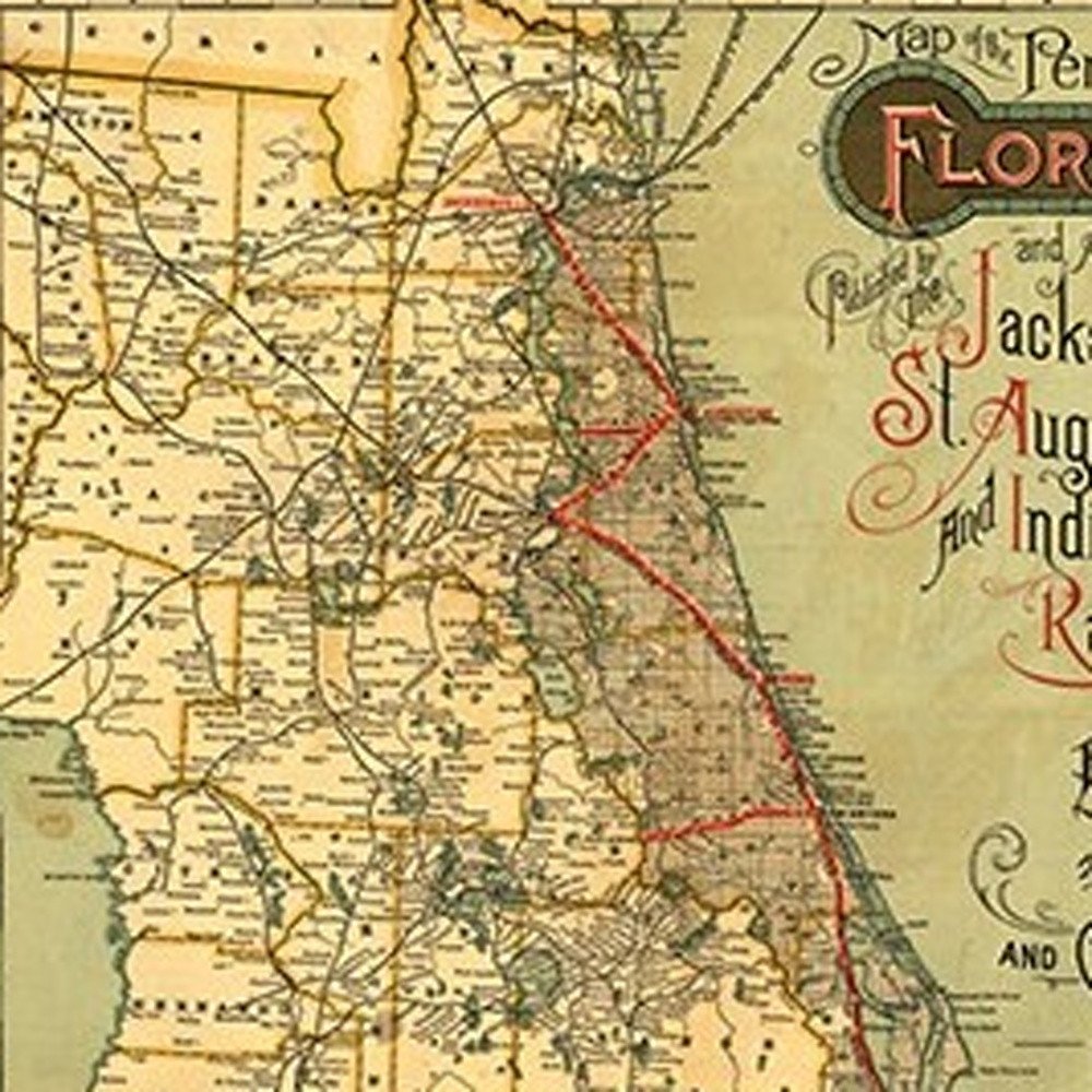 24" X 60" Map Of Jacksonville Florida Vintage Poster Wall Art