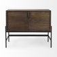 Dark Brown Two Door Cabinet With Metal Legs