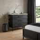 36" Black And White Solid Wood And Marble Three Drawer Dresser