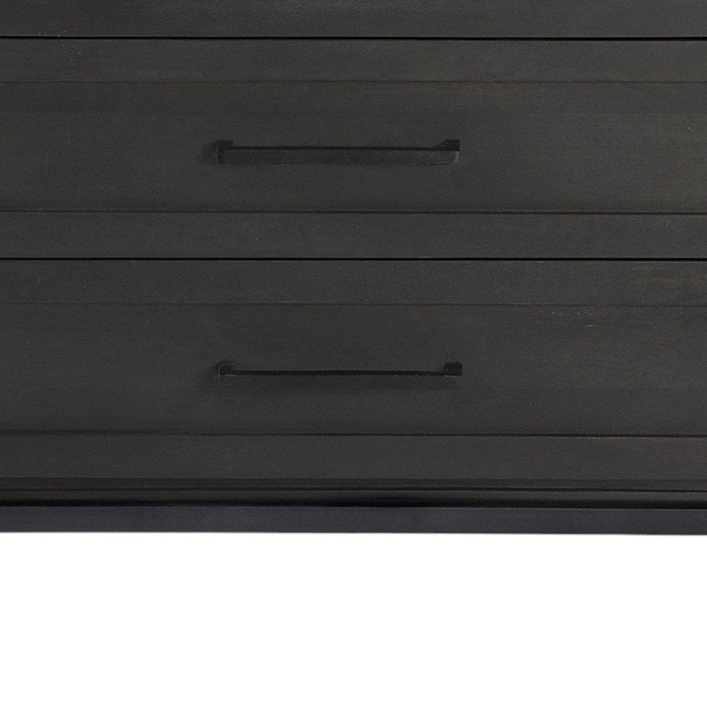 36" Black And White Solid Wood And Marble Three Drawer Dresser