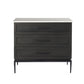 36" Black And White Solid Wood And Marble Three Drawer Dresser