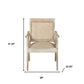 28" Cream and Natural Fabric Distressed Arm Chair