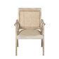 28" Cream and Natural Fabric Distressed Arm Chair