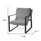 35" Gray and Black Fabric Wingback Chair