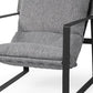 35" Gray and Black Fabric Wingback Chair